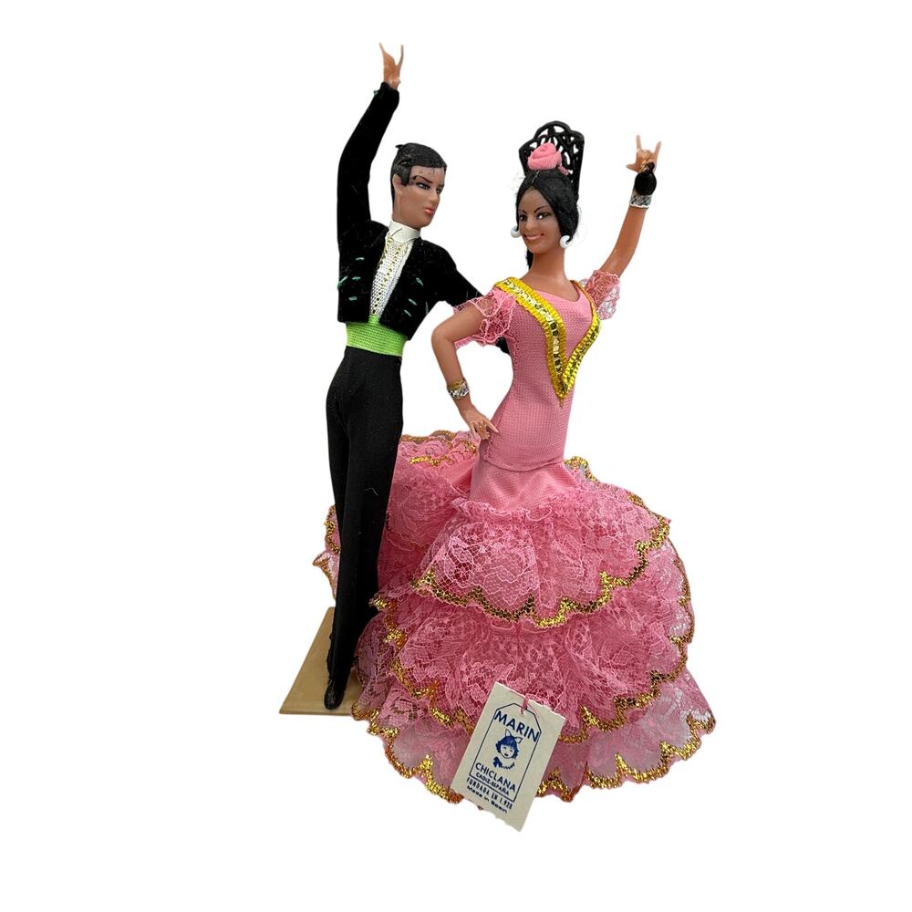 Vintage Spanish Grain Marin Doll Flamenco Dancers in Full Dress - PERFECT!